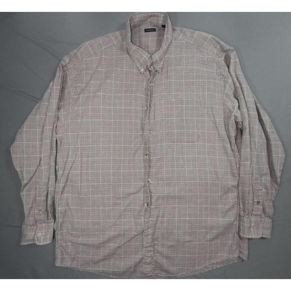 Gitman Bros. Shirt Mens 2XLT Brown Check Cotton Long Sleeve Button Up Casual
